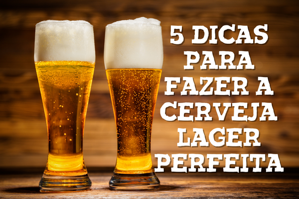 banner mostrando dois copos de cerveja pilsen com o escrito 5 dicas para fazer cerveja lager perfeita